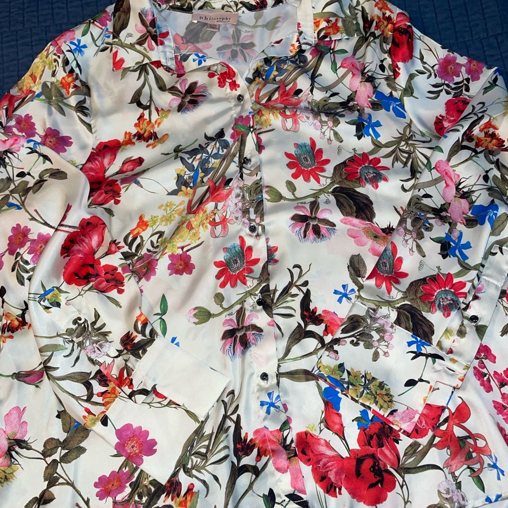 Philosophy Multicolor Floral Satin Blouse